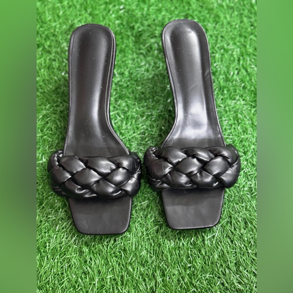 Elegant Black‎ Braided Women's Sandals Size 37